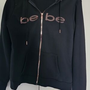 Bebe Black Hoodie with Rhinestone Accents New No Tags